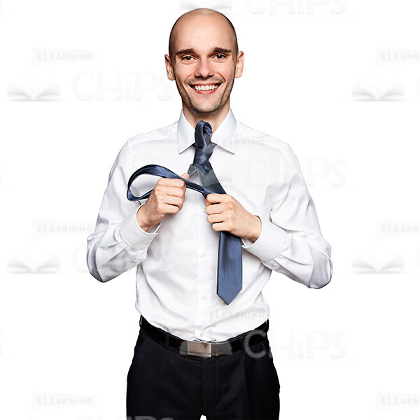 Cheerful Man Tying Up His Necktie Cutout Picture-0