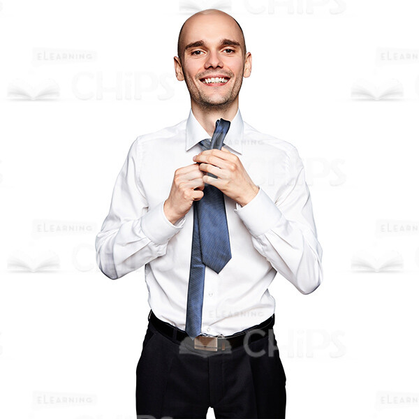 Cutout Picture Of Smiling Man Tying Up His Necktie-0