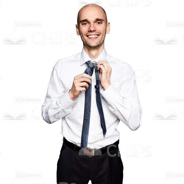 Bald Businessman Doing Up His Tie Cutout Photo-0