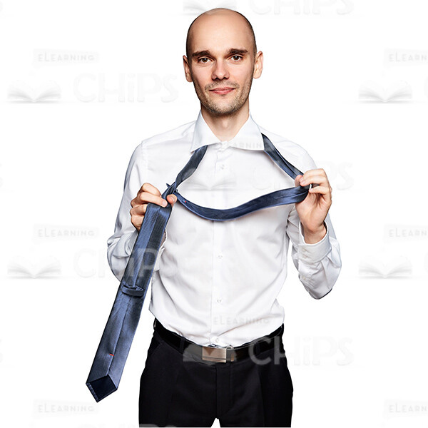 Cutout Photo Of Bald Businessman Taking Off His Tie-0