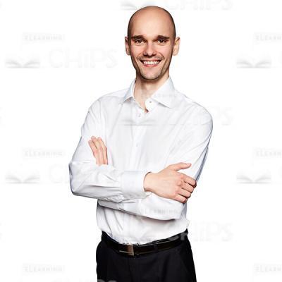 Half-Turned Smiling Man Crossed Arms Cutout Photo-0