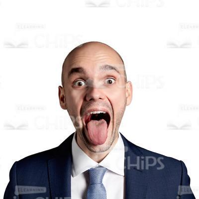 Open-Eyed Businessman Puts Out His Tongue Cutout Image-0