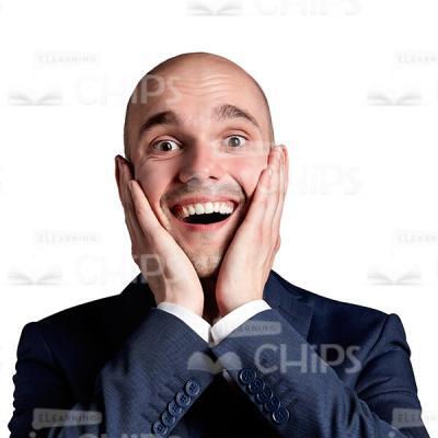 Extremely Happy Businessman Holding Hands On Cheeks Cutout Portrait-0