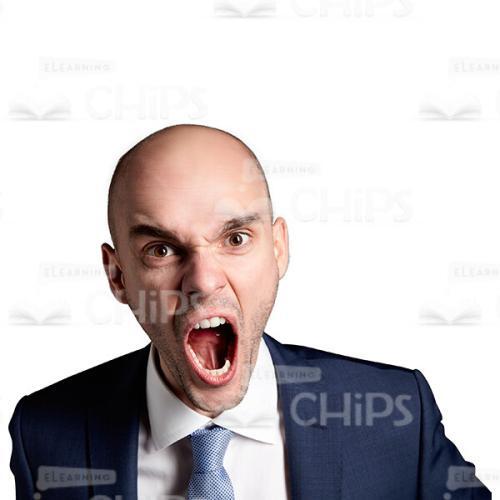 Emotional Businessman Screaming Close Up Cutout Portrait-0
