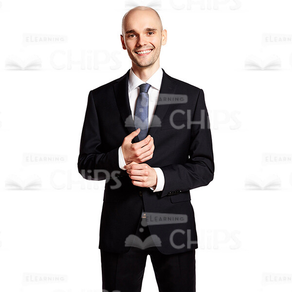 Smiling Businessman Buttoning Sleeves Cuff Cutout Image-0