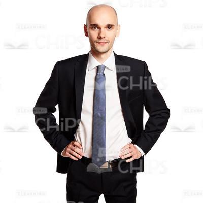 Cutout Picture of Handsome Businessman Standing in the Position of Arms Akimbo-0