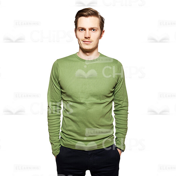 Cutout Character of a Handsome Young Man in a Pale Green Jumper Holding His Hands in the Pockets-0