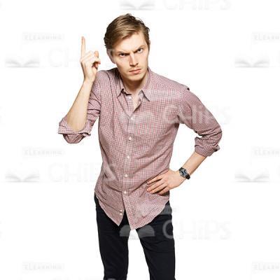 Cutout Character of Angry Young Man in a Plaid Shirt Pointing Up-0