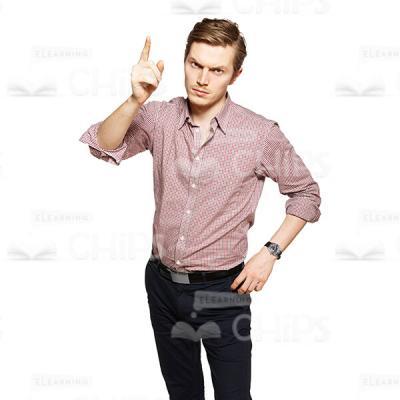 Young Serious Trainer Holding Finger Up Cutout Photo-0
