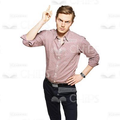 Young Strict Man Holding Finger Up Cutout Photo-0