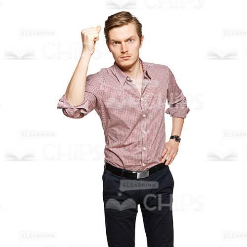 Cutout Image Of Young Man Holding His Fist Up-0