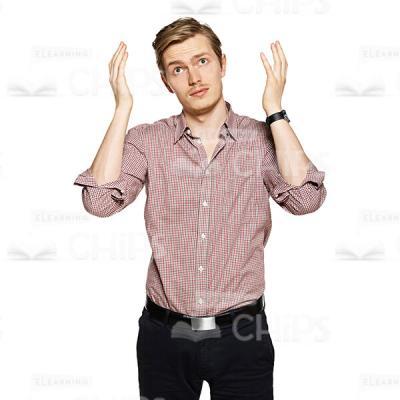 Young Troubled Man Holding His Hands Up Cutout Image-0
