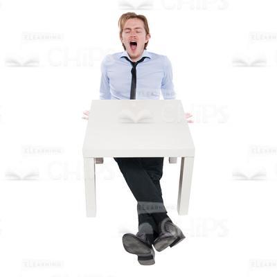 Cutout Photo Of Young Man Sitting On Floor And Yawning -0