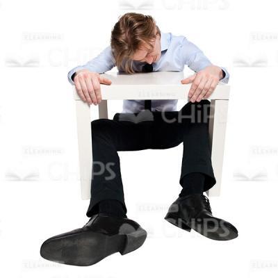 Young Man Sitting On Floor And Falling Asleep Cutout Photo-0