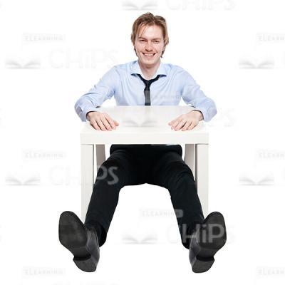 Cutout Photo Of Smiling Young Business Man Sitting At The Table-0