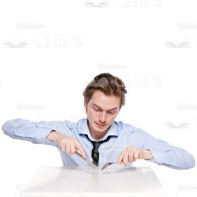Cutout Picture of Young Man Using Fork and Knife-0