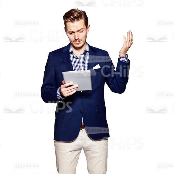 Cutout Picture of Handsome Young Man in Dark Blue Suit Gesticulating-0