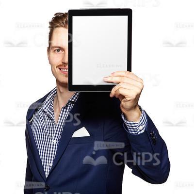 Cutout Photo of Young Man With Tablet in His Hand-0