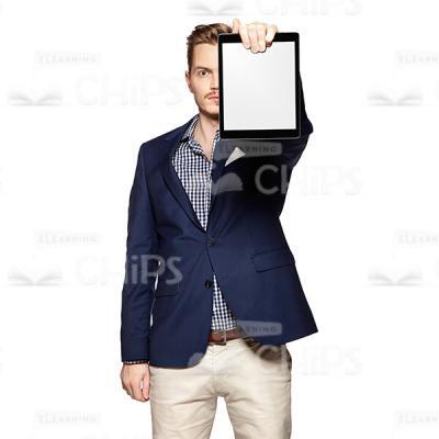 Cutout Photo of Young Man Holding the Tablet in Front of Him-0