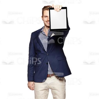 Cutout Photo of Smiling Young Man With Tablet-0