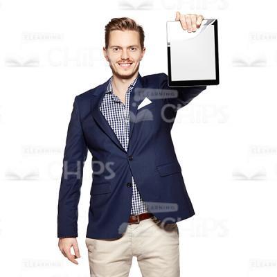 Friendly Businessman Presenting Tablet Cutout Photo-0