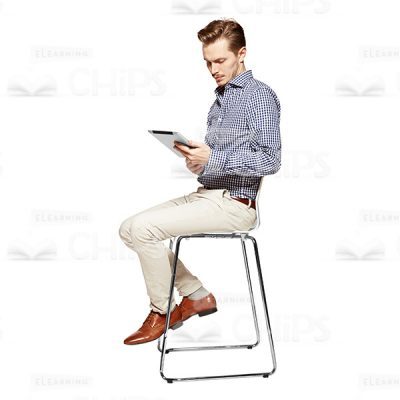 Sitting Businessman Looking At Tablet Cutout Photo-0