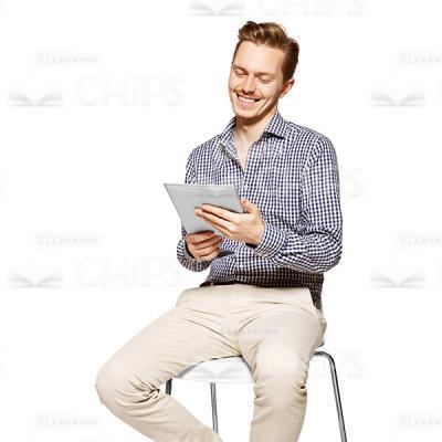 Smiling Young Man Looking At The Tablet Cutout Photo-0