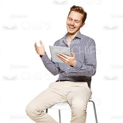 Happy Young Man Looking At The Tablet Cutout Photo-0
