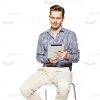 Young Man With Tablet Looking At The Camera Cutout Photo-0
