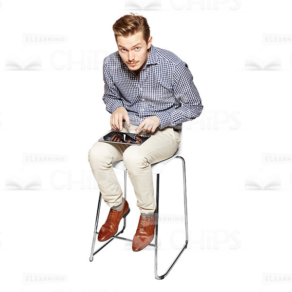 Typing On Tablet Handsome Man Cutout Photo-0