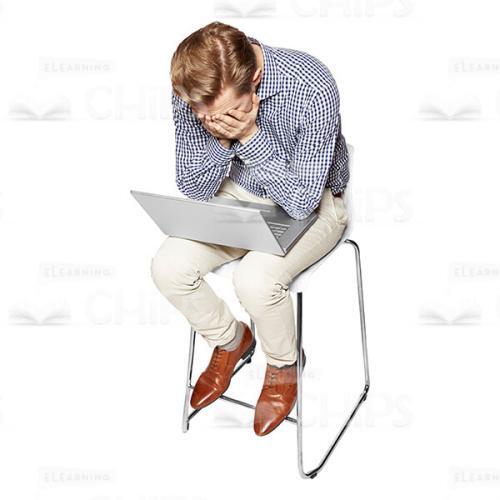 Desperate Young Man With Laptop Cutout Photo-0
