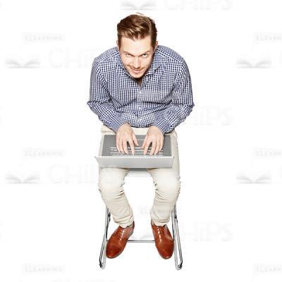 Top View Of Handsome Man Using Laptop Cutout Photo-0