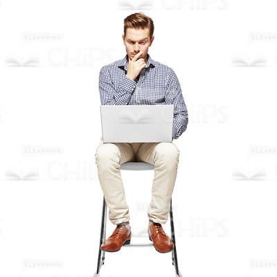 Puzzled Man Working On Laptop Cutout Photo-0