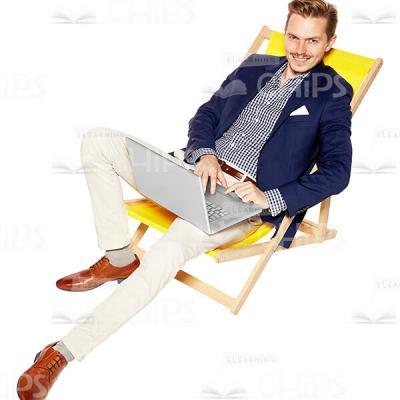Cheerful Man With Laptop Sitting On Lounge Chair Cutout-0