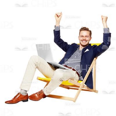Happy Businessman Throwing Hands Up Cutout Image-0