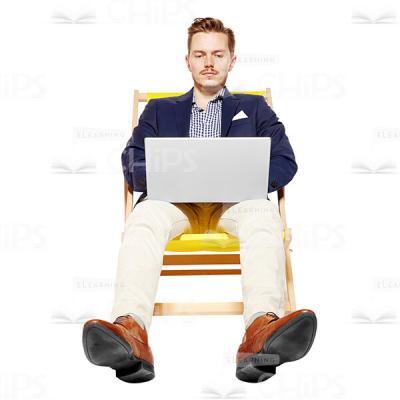 Handsome Businessman With Laptop Sitting On Chair Cutout Image-0