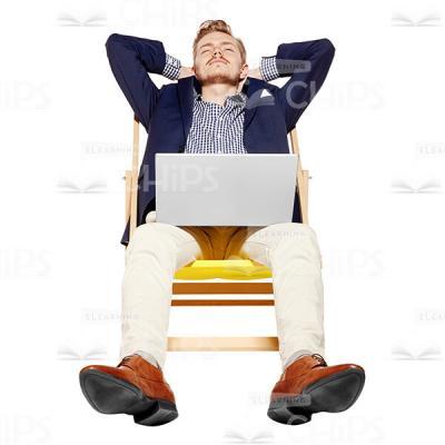 Businessman With Laptop Resting On Lounge Chair Cutout Picture-0