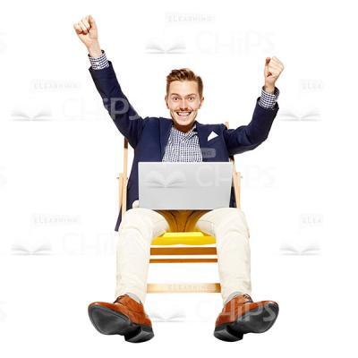 Cutout Picture Of Excited Man Sitting On Lounge Chair-0