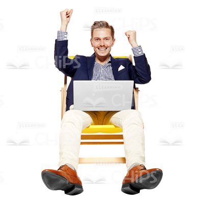 Smiling Young Man Raising Arms Cutout Picture-0