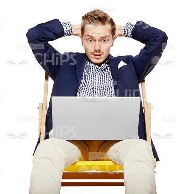 Cutout Picture Of Open-Eyed Man Looking On Laptop Display-0