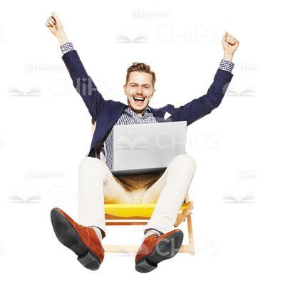 Extremely Happy Cutout Businessman Throwing Hands Up-0