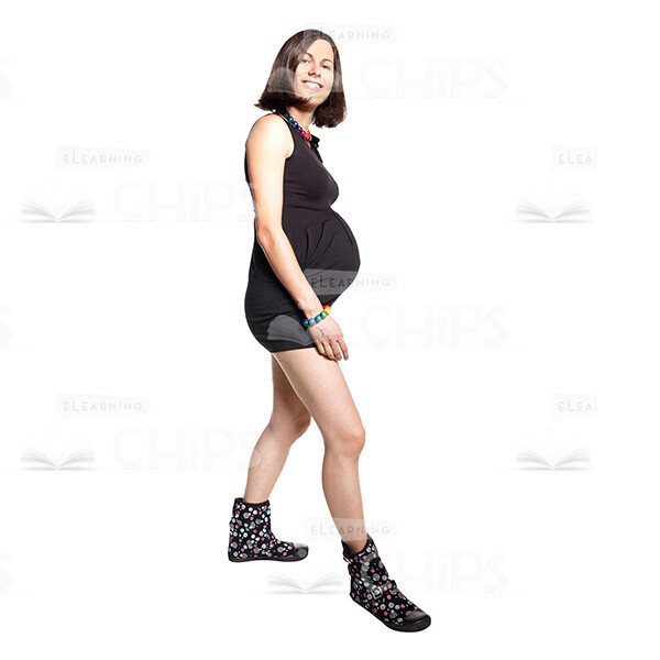 Cheerful Pregnant Woman Side View Cutout Image-0