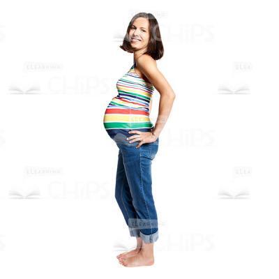 Happy Pregnant Woman Holding Hands On Waist Cutout Image-0