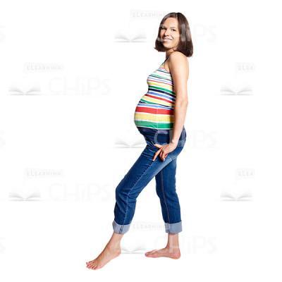 Cheerful Pregnant Girl Side View Cutout Image-0