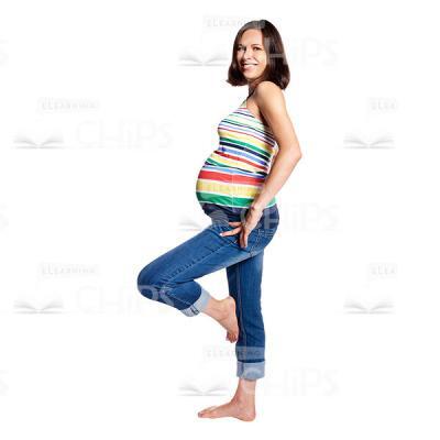 Smiling Pregnant Woman Standing Sideways Cutout Photo-0
