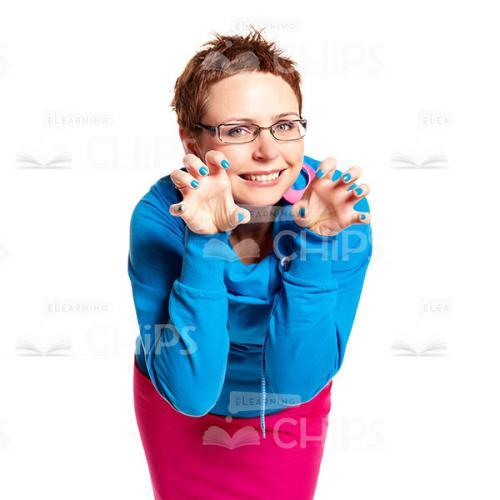 Smiling Woman Gesturing With Both Hands Cutout-0