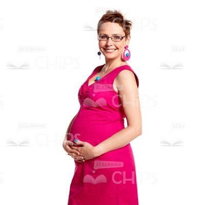 Half-Turned Pregnant Woman With Short Hair Cutout Image-0