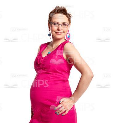 Smiling Pregnant Woman Standing Half-Turned Cutout Image-0
