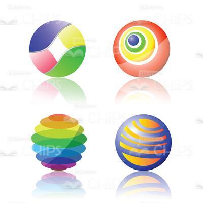 Four Colorful Spherical Icons Vector Image-0
