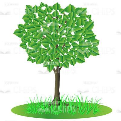 Tree On Lawn Vector Image-0